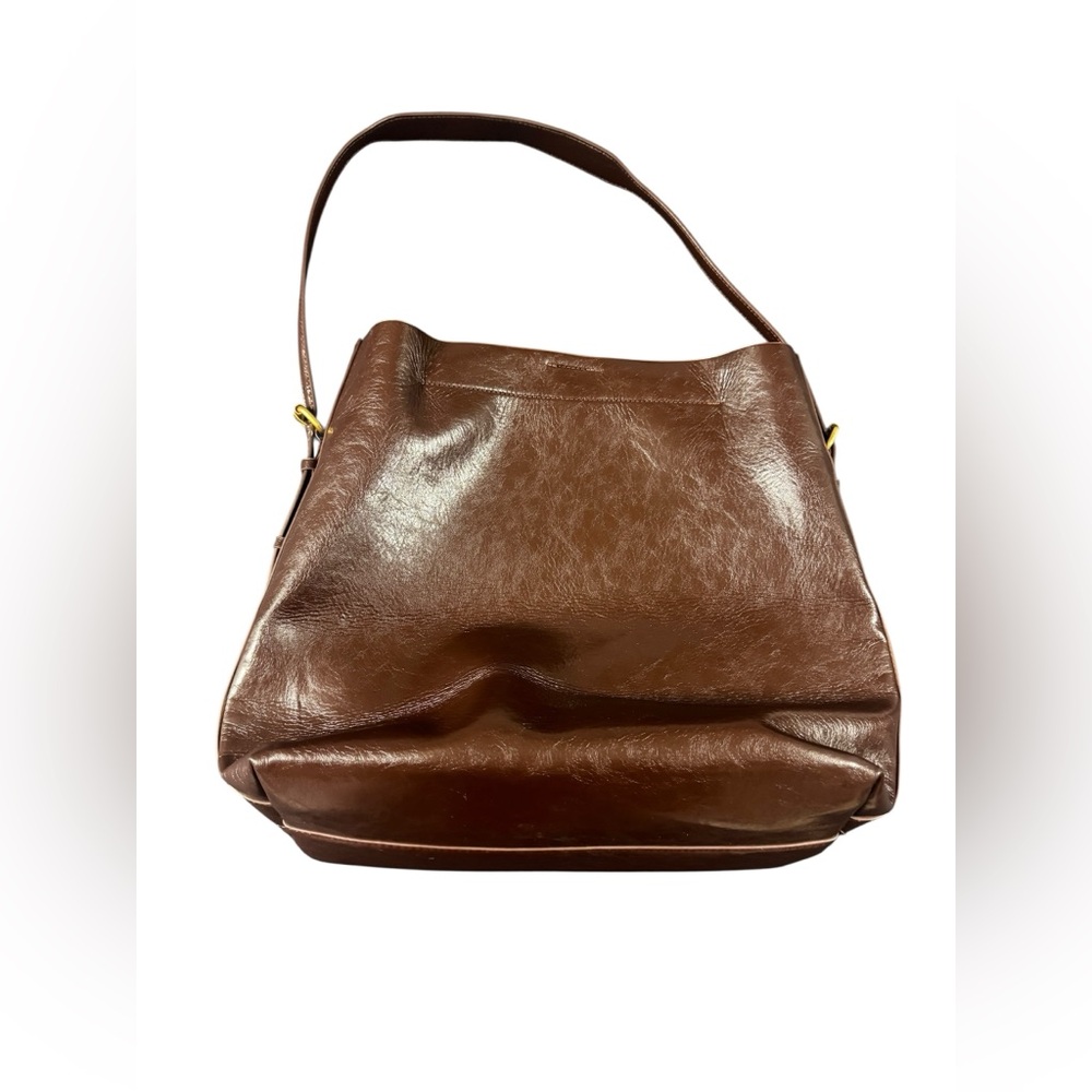 Zara Cognac Leather Shoulder Bag with Vintage Finish